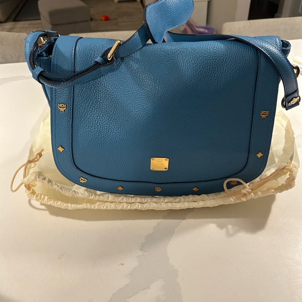 MCM Blue Leather Shoulder Bag